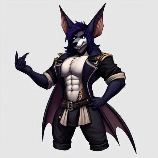 Sexy Male anthro bat dressed as a pirate