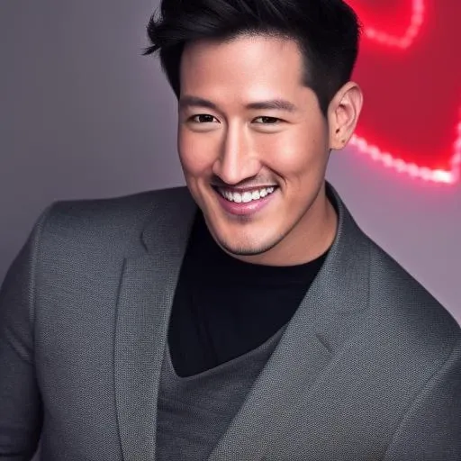 Markiplier, half korean, half german, heart shaped face, curly mid length hair, portrait, youtube video, realistic, photograph, ring lighting, ring lighting, tyznedsk1