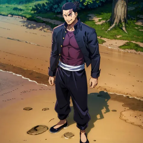 masterpiece,highres,high quality,extremely detailed,solo,
<lora:AoiTodo001:0.7>,smirk,
AoiTodo,1boy,
gakuran,purple shirt,
sash,baggy pants,
pumps,