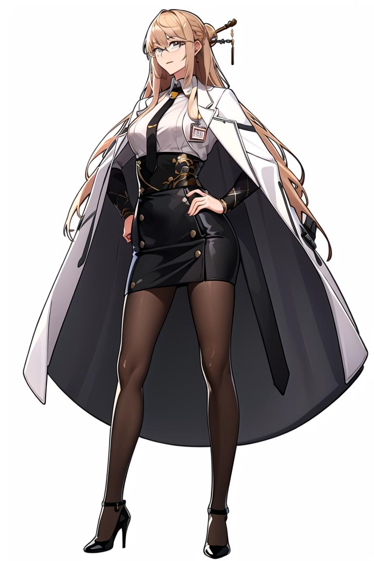 A woman in a black and white outfit and a cape - SeaArt AI