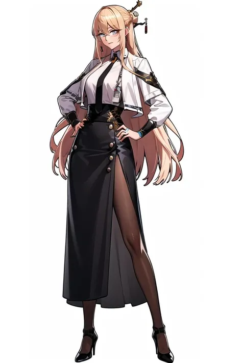 1girl in、Longhaire、Beige、A slight smil、Godfather、religion、full body Esbian、heel、Gray background