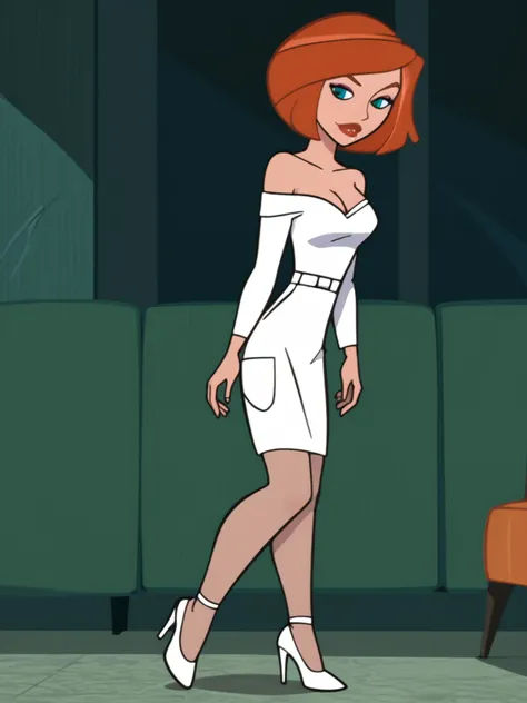 score_6, score_8_up BREAK, masterpiece, perfect face, perfect hands, high quality, (1girl, solo,) lipstick, makeup, <lora:EnvyPonySeductress01a:1> seductive, <lora:AnnPossiblePony1.0:1> annp, solo, 1girl, orange hair, blue eyes, short hair,() cleavage, large breasts, bare shoulders, off-shoulder croptop, micro skirt, high heels