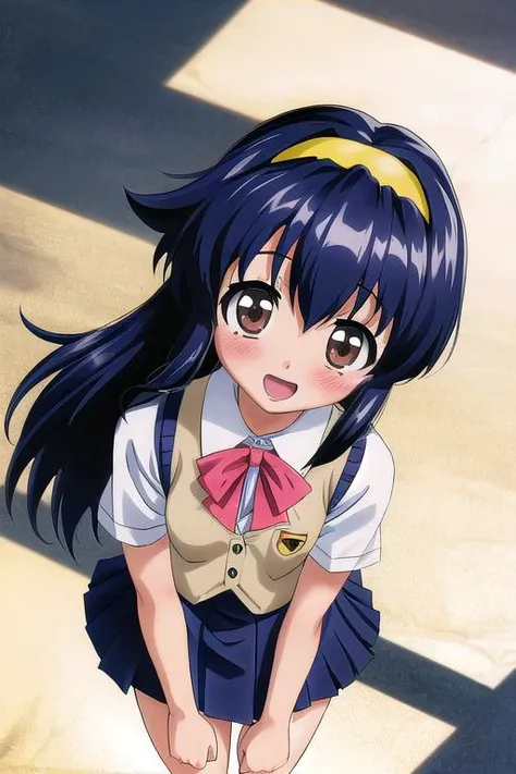 Hibiki Hojo from Pretty Cure wearing a white crop top and a checkered mini skirt