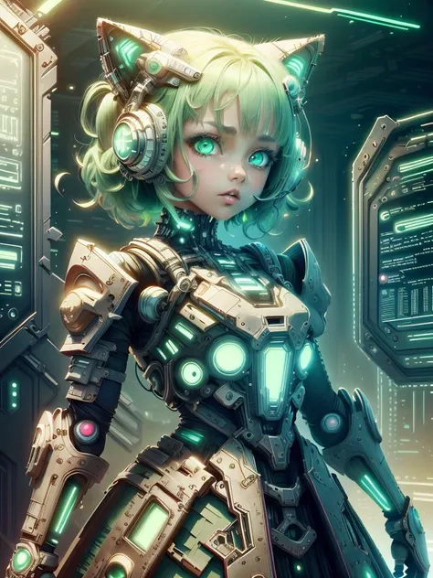 <lora:PrecursorTech-20:0.9>, precursortech , scifi, geometrical steel,
1girl, dress,green eyes, green hair,
<lora:KawaiiTech-20:0.8> kawaiitech, pastel colors, kawaii, cute colors, scifi,