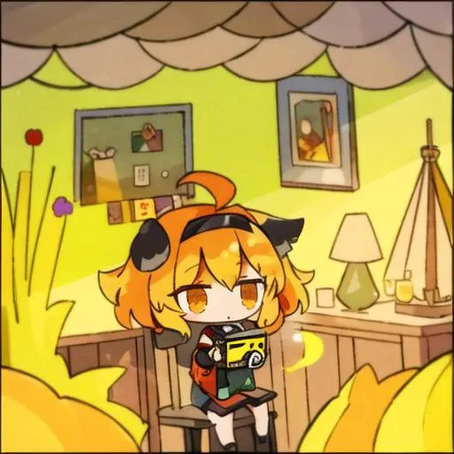 fire,
girl,
chibi,
room,
table,
chair,