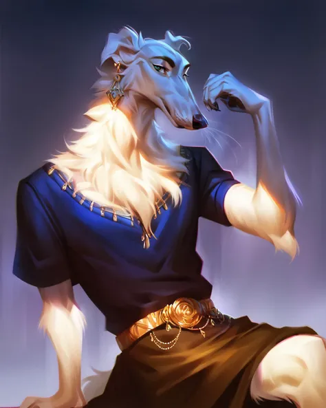 <embedding:zPDXL>,
<embedding:zPDXLxxx>,
zPDXL,
<lora:hand 4:1>,
<lora:BorzoiPonyXL:1.5>,
<lora:Concept Art DarkSide Style LoRA_SeaArt Furry XL 1.0:0.8>,
Hand, great lighting, concept art, realistic, dark theme, low light,
(score_9, score_8_up, score_7_up), (furry_source), highly detailed, ((creative angle)), (sitting, arm support), dynamic pose,
(anthro borzoi male), whiskers, fancy clothes, [earring], detailed fur, ((white fur)), long snout, , looking at viewer,
dramatic light, [chromatic aberration], volumetric lighting, ambient light, half body shadow,
<lora:add-detail-xl:0.6>,
<lora:aesthetic:4>,
<lora:RMSDXL_Enhance:3>,
<lora:great_lighting:3>,