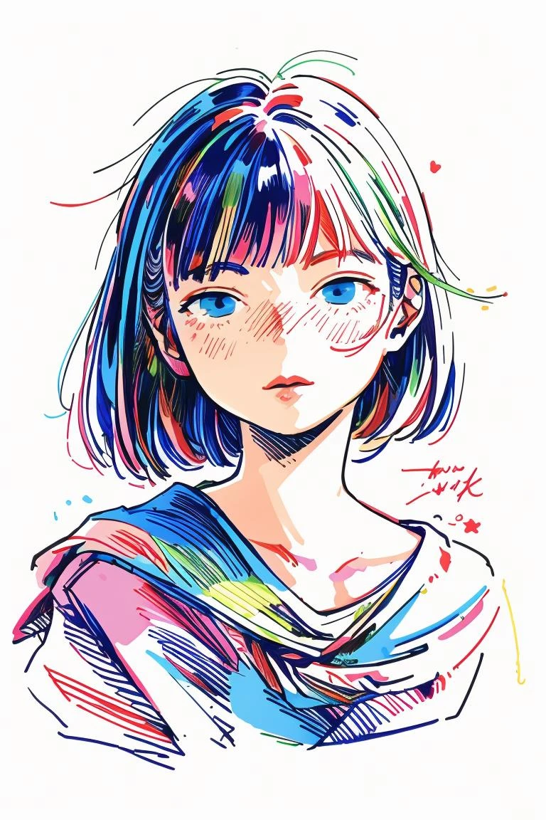 (masterpiece, best quality), 1girl, <lora:RGB:1> watercolor, lineart, rough sketch, RGB, chromatic aberration