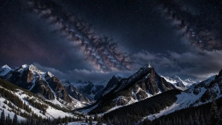 dramatic Mountains landscape, Freezing Rain weather,