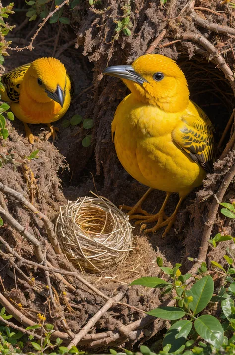 A nesting season scene featuring a scientist and a yellow idol