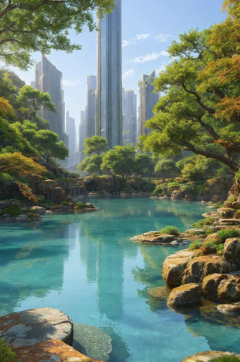 Undisturbed serene waters, Antique future cityscapes