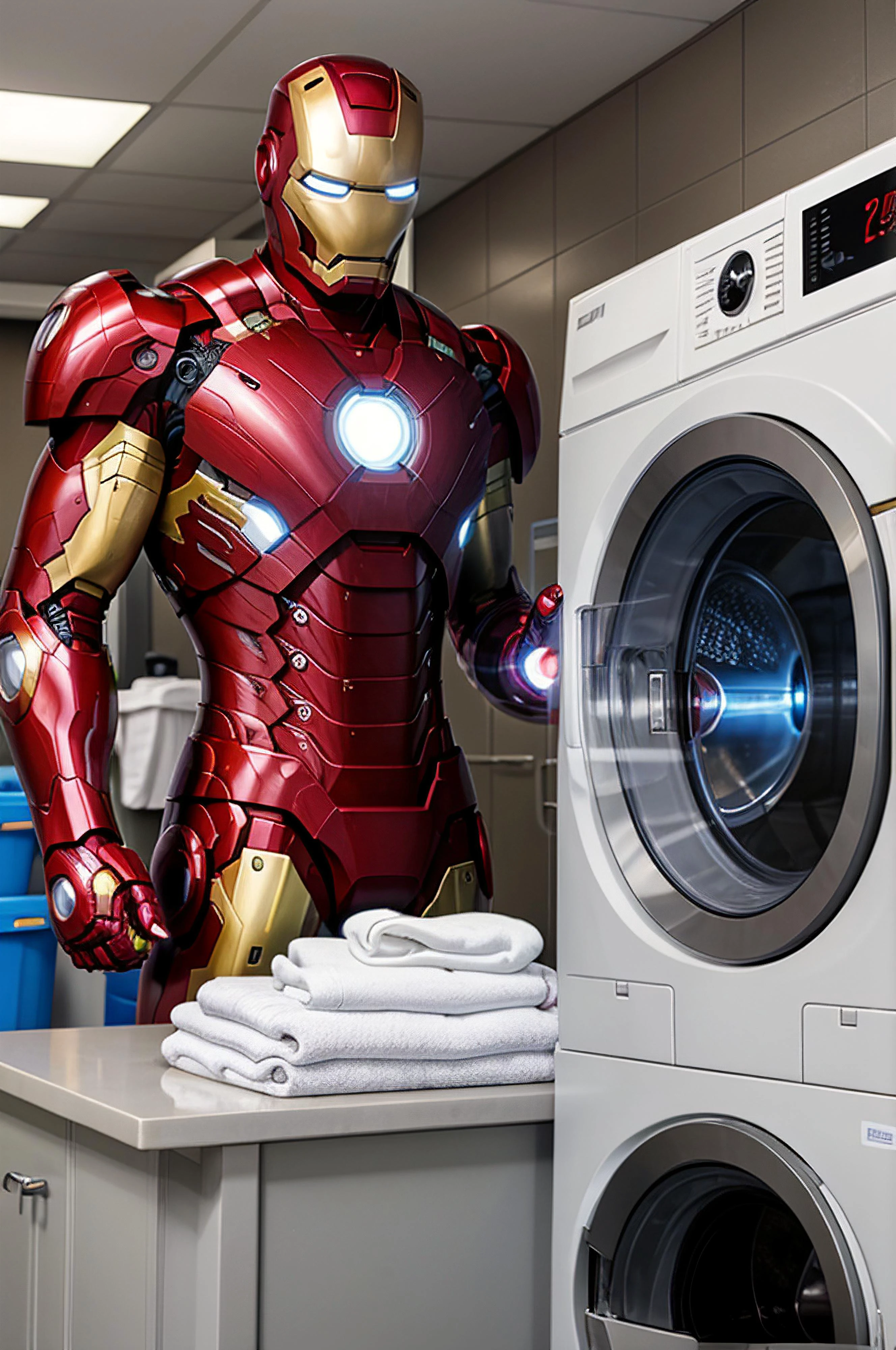 Iron Man doing laundry