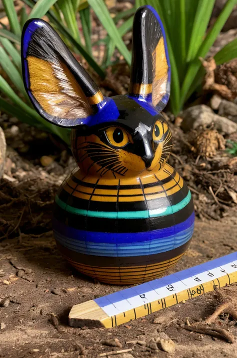 An Carving depiction of Striped Woodhaunter (Central American) under Drought conditions using Ceramic and Ruler.