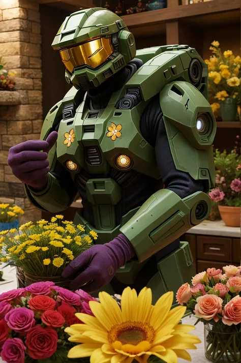 Master Chief in a flower arranging contest