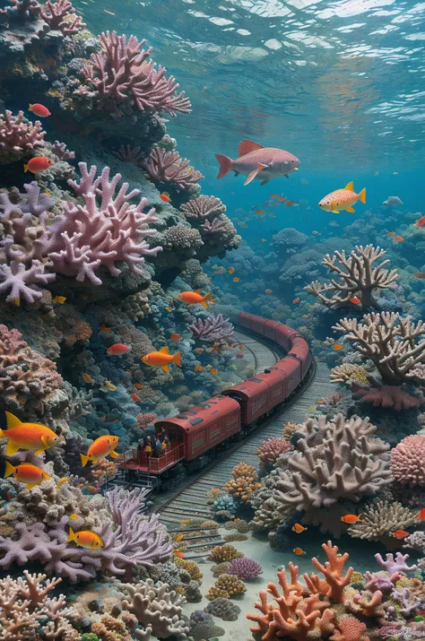A spawning run scene featuring a tattoo artist and a coral train
