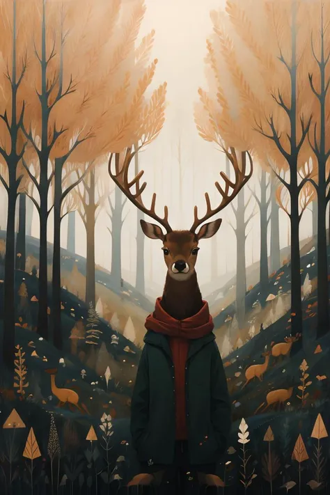 <lora:æå¹³æ£®æ_V1:1>,masterpiece,best quality,forest, deer,