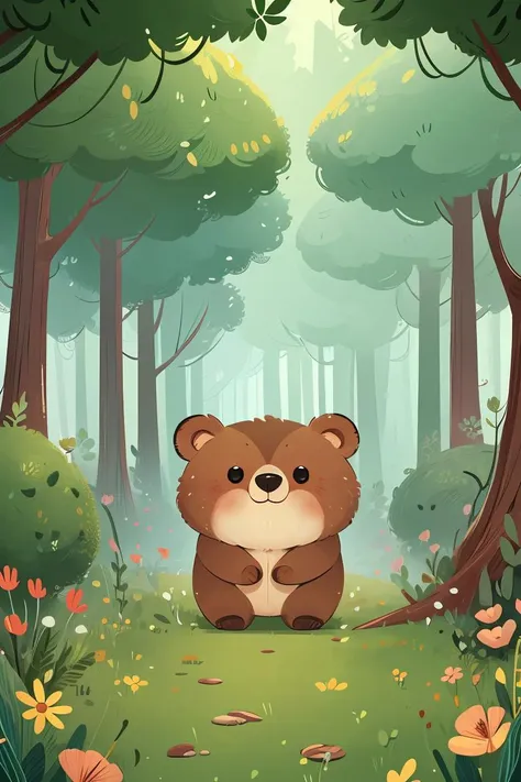 bule eyes,Forest,cartoon,best quality,masterpiece,highres,original,extremely detailed wallpaper,Jili,1 bear,(extremely detailed CG:1.2),(chibi:1.2),<lora:å°æ¸æ°ä¸¨æ£®æå¨ç©ç»æ¬ä¸¨èçæç»_v1.0:0.8>,