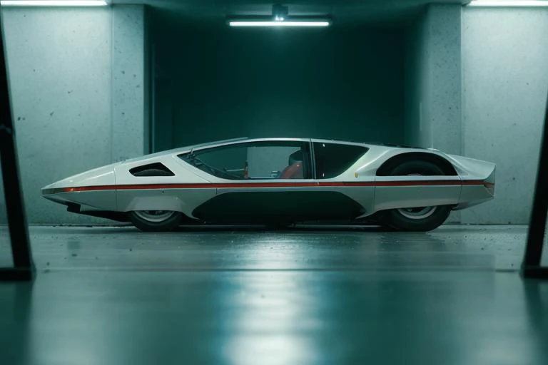 analog gloomy photo of a silver Ferrari Modulo car, <lora:f3rr4r1m0dul0:1>, racing down an avenue in a futuristic city at night, dystopian, ((cyberpunk)), ((nighttime)), High Detail, Sharp focus, ((photorealism)), realistic, best quality, 8k, award winning, dramatic lighting, epic, cinematic, masterpiece, depth of field, volumetric lights, dutch angle,