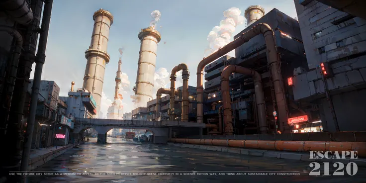 futuristic city, fantasy, building,cyberpunk,viaduct,cyberpunk city,(neon lights:1.2),Modern mansion,Deserts, Modern high-rise building,polluted rivers, discharge of wastewater into rivers, coal fires, waste, (pipeline:1.2),(water pipe),conduit,pollution, huge chimneys, burning waste, sewage,Thermal power stations,Bare rocks,
microchip, elegant, beautiful background, octane render,H.R.Giger style,8k, best quality, masterpiece ,llistration, an extremely delicate and beautiful,artstation,
exremely detailed ,CG unity sallape,(resalstc, photo-realistc:1.37),Amazing, finely detail, masterpiece, best quality, official art, extremely detail CG unity 8K wallpaper,absurdres,incredibly absurdres, <lora:cyberpunk2077ConceptArt_nightcityV116:0.3>,<lora:shurimaT_shurimaTV1:0.1>, <lora:ghostOfTsushimaStyle_v10:0.1>