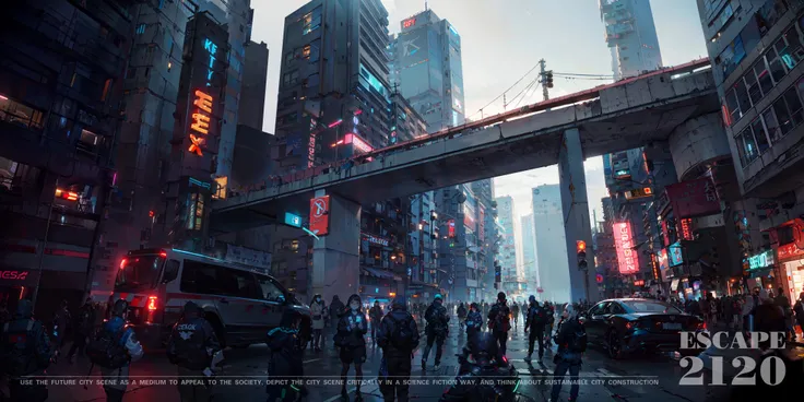futuristic city, fantasy, building,cyberpunk,viaduct,cyberpunk city,(neon lights:1.3),Modern mansion,Deserts, Modern high-rise building,
(Prisons:1.2), incarceration, (blockades:1.2), (cordons:1.2), police, fences,
microchip, elegant, beautiful background, octane render,H.R.Giger style,8k, best quality, masterpiece ,llistration, an extremely delicate and beautiful,artstation,
exremely detailed ,CG unity sallape,(resalstc, photo-realistc:1.37),Amazing, finely detail, masterpiece, best quality, official art, extremely detail CG unity 8K wallpaper,absurdres,incredibly absurdres, <lora:cyberpunk2077ConceptArt_nightcityV116:0.3>,<lora:shurimaT_shurimaTV1:0.1>, <lora:ghostOfTsushimaStyle_v10:0.1>