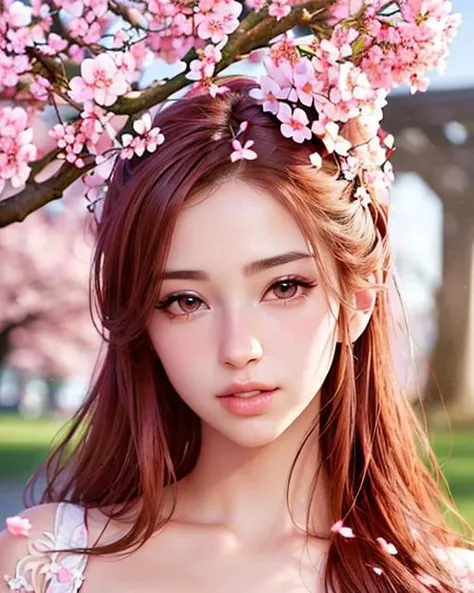beautiful girl with cherry blossom, masterpiece,best quality,official art,extremely detailed 8k wallpaper, ultra high res, (photorealistic:1.4), highres, detail, best quality, hyperdetailed,