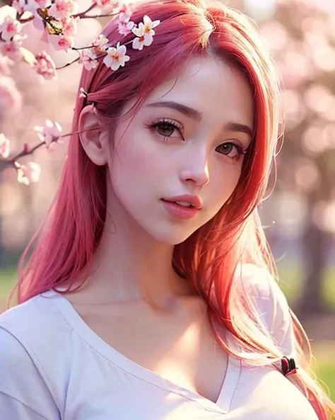 beautiful girl with cherry blossom, white sailor shirt, masterpiece,best quality,official art,extremely detailed 8k wallpaper, ultra high res, (photorealistic:1.4), highres, detail, best quality, hyperdetailed,