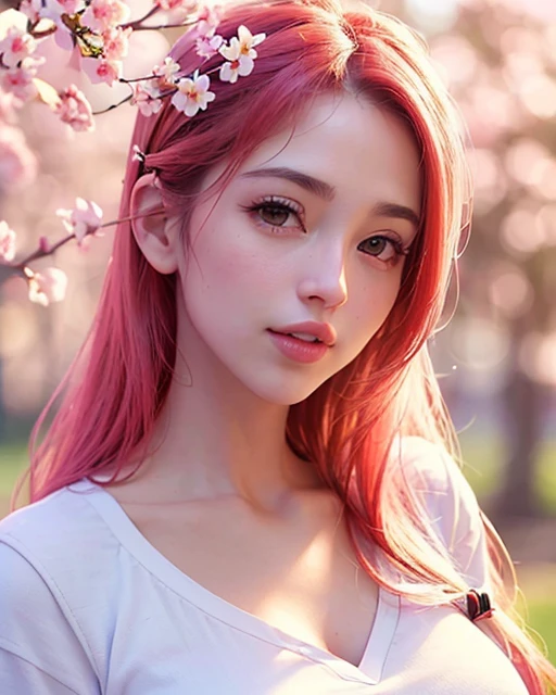 beautiful girl with cherry blossom, white sailor shirt, masterpiece,best quality,official art,extremely detailed 8k wallpaper, ultra high res, (photorealistic:1.4), highres, detail, best quality, hyperdetailed,