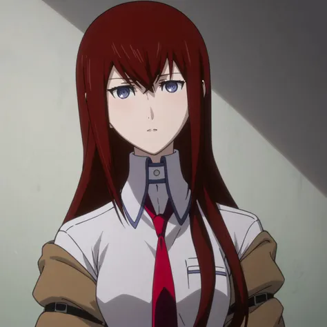 score_9, score_8_up, makise kurisu, 1girl, solo, long hair, necktie, red necktie, blue eyes, jacket, brown hair, anime coloring, upper body, shirt, looking at viewer <lora:makise_kurisu-000008:1>