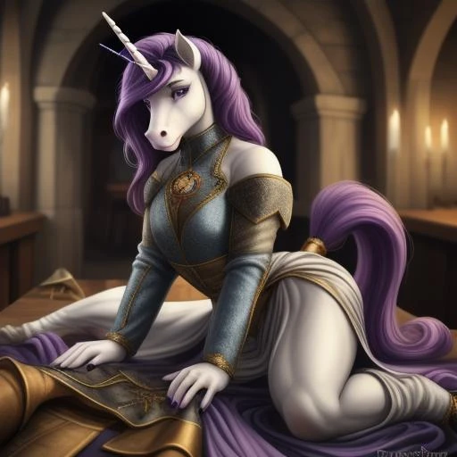 female, anthro, unicorn, white fur, purple mane, purple tail
<lora:RPGTailor:1> rpgtailor