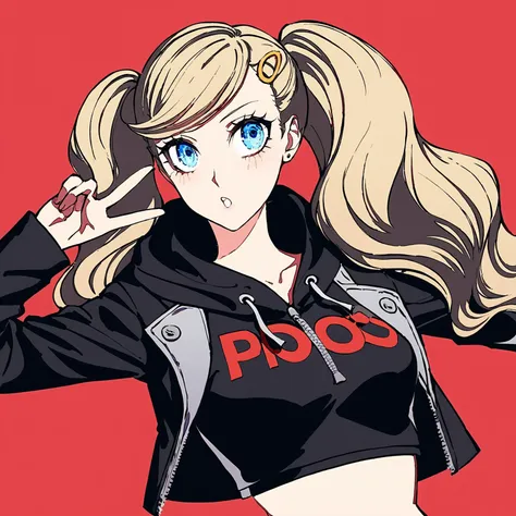 1girl,solo,
high contrast,,artist:(Hisato Murasaki:1.3),mika pikazo,migolu, wanke, maccha \(mochancc\),
dsann,solo,blonde hair,long hair,twintails,swept bangs,blue eyes,hairclip,Persona 5 characters,
v,Street style jacket, crop top hoodie,
simple background,red and black background,strong shadows,
(masterpiece,best quality,absurdres),Detailed eyes,Nineteeld teenage girl,
<lora:dsann_a3b:0.8>, <lora:neg4all_bdsqlsz_xl_V91:1> <lora:DetailedEyes_V3:1> <lora:Hcontrast:0.9>