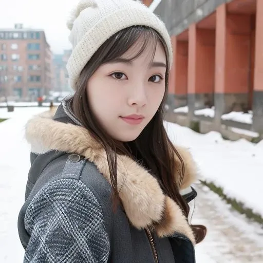 RAW photo, a close up portrait photo of <lora:FukuMizuv2:1> in winter clothes, pale skin, slim body, background is city ruins, (high detailed skin:1.2), 8k uhd, dslr, soft lighting, high quality, film grain, Fujifilm XT3
