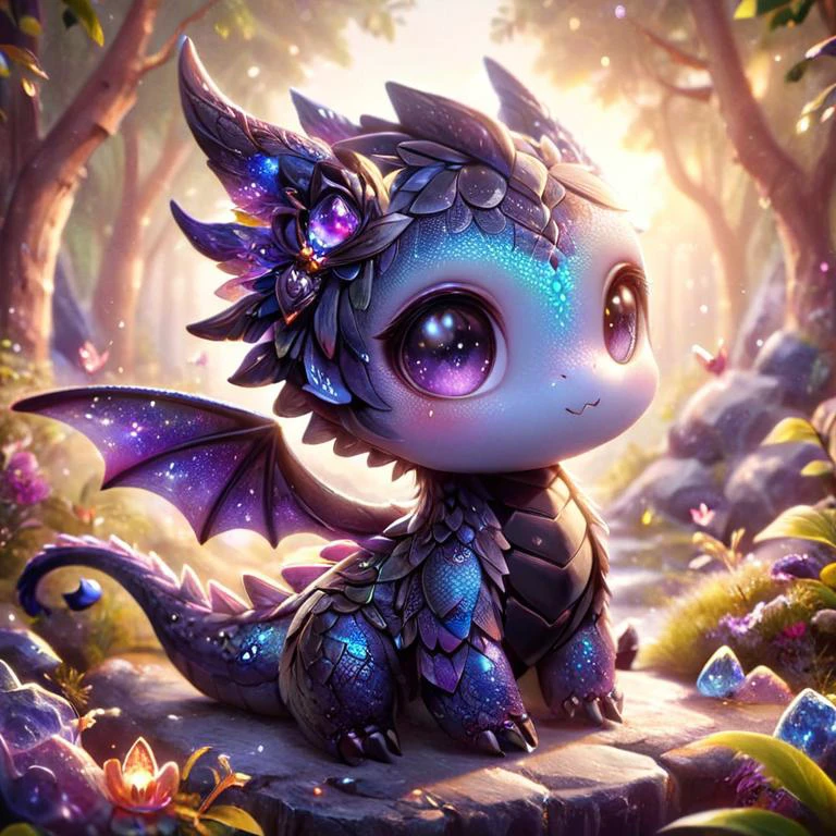 ral-smoldragons, cute, small dragon, wings, nature in background, intricate details, butterflies, whimsical, fantasy, mysterious, colorful, glowing <lora:ral-smoldragons-sdxl:1> <lora:ObsidianTanzanite:0.8> ObsidianTanzanite