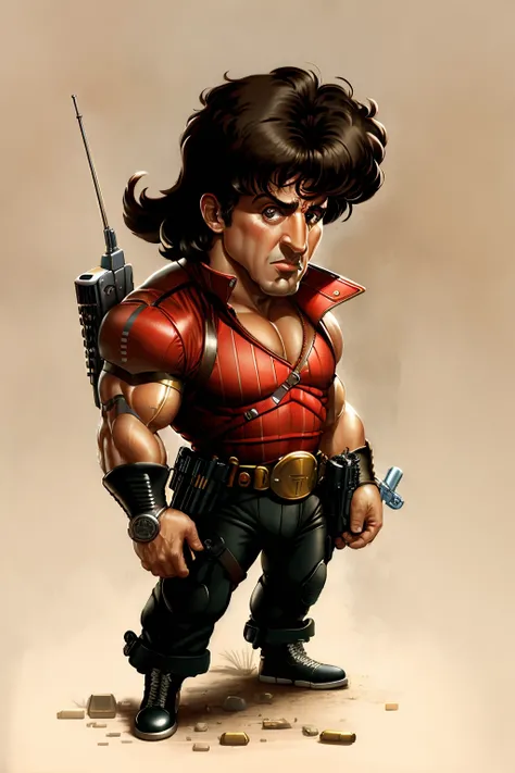 gear00d, Sylvester Stallone, chibi, war, Thorough, gun, <lora:gear00d-000010:1>