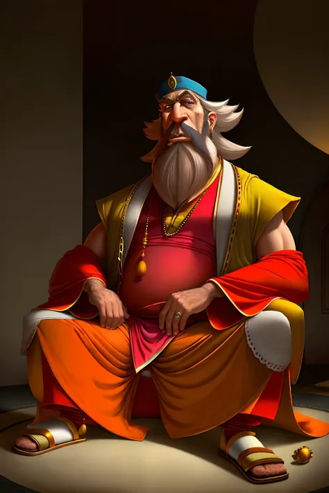 gear00d, Grouchy Uncle, wearing Sephardic Shalwar kameez, Tranquil, Sumptuous, <lora:gear00d-000010:1>