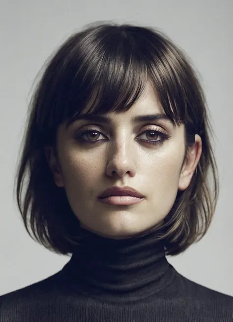 A stunning intricate full color portrait of (sks woman:1), wearing a black turtleneck, epic character composition, by ilya kuvshinov, alessio albi, nina masic, sharp focus, natural lighting, subsurface scattering, f2, 35mm, film grain, <lora:locon_penelope_v1_from_v1_64_32:1.3>