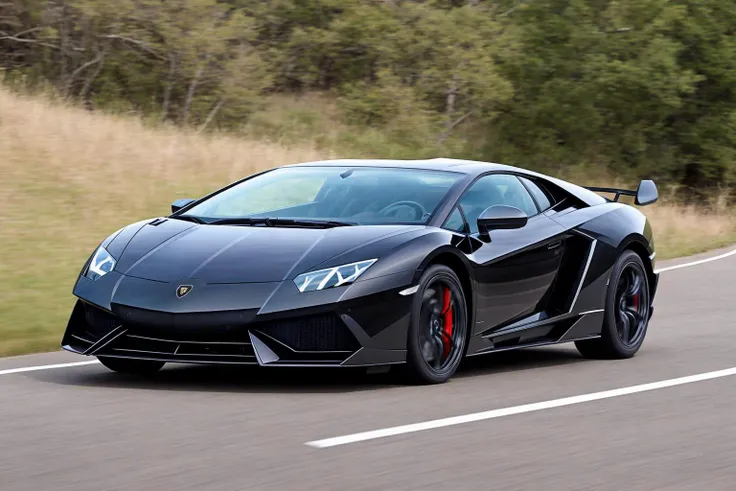 a black lamborghini , motion blur