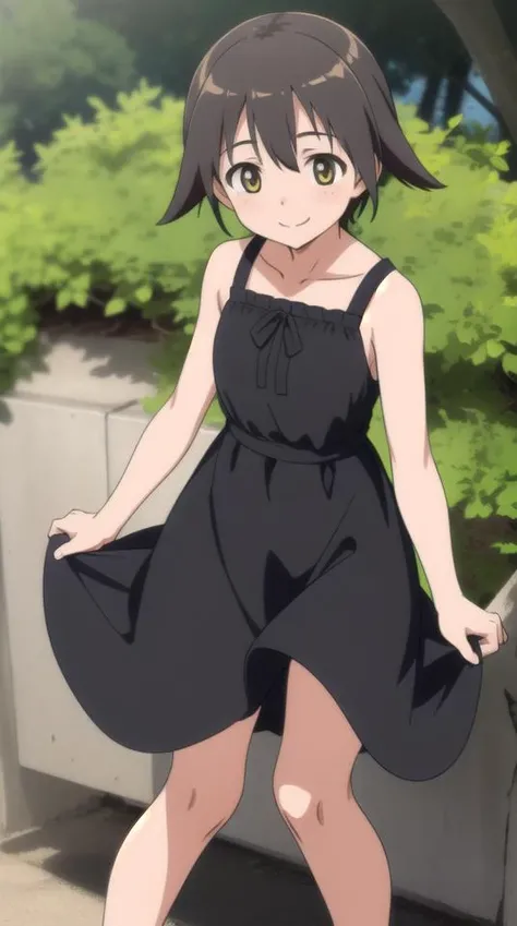 masterpiece, best quality,
miyafuji yoshika, 1girl, light smile,
sundress, black dress, outdoors,
<lora:strike-witches-501st-miyafuji-yoshika:0.8>