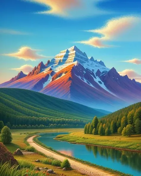 best quality,masterpiece,highly detailed,ultra-detailed, ,<lora:neg4all_bdsqlsz_V3.5:-1>mountain,
forest, riverbank, <lora:Sandpaint_last:1.5>