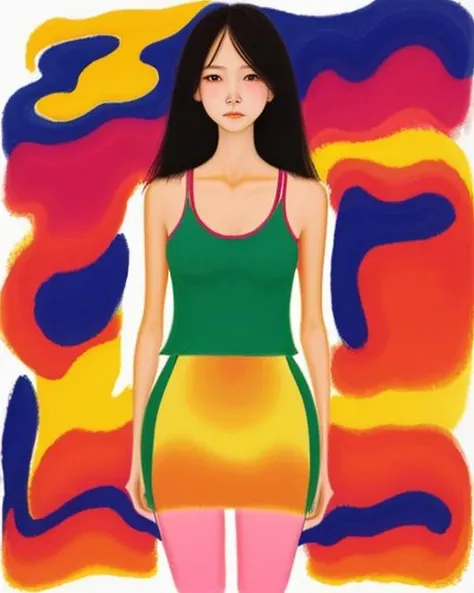 best quality,masterpiece,highly detailed,ultra-detailed, 1girl,<lora:neg4all_bdsqlsz_V3.5:-1>1girl,tank top,pencile skirt,<lora:Acrylicink_last:2>