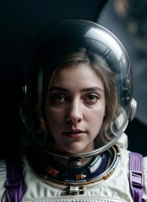 gg1  photo of  woman  in a (astronaut suit) (bubble helmet), intricate, (nanofiber [dark purple]), elegant, sharp focus, photo by greg rutkowski, soft lighting, vibrant colors, masterpiece, ((sky)), detailed face
  <lora:GretaGerwig:.75>  <lora:more_details:0.2>  <lora:detailed_eye:.5>