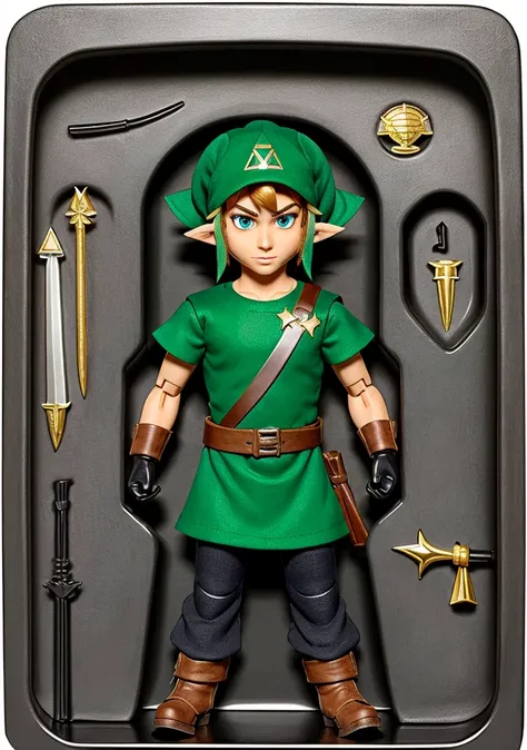 (best quality:1.15), (masterpiece:1.15), (detailed:1.15),(diorama:1.4), 
 (ActionFigureQuiron style), Link (The Legend of Zelda): The green tunic, pointed hat, and Master Sword make Link a favorite character to bring to life for fans of the Zelda series., 
  <lora:quiron_ActionFigure_v1_Lora:0.87>