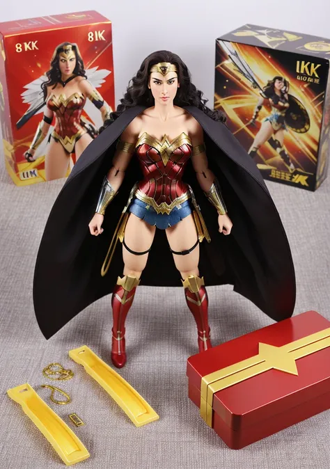 (best quality:1.15), (masterpiece:1.15), (detailed:1.15), (realistic:1.2),
premium playset toy box, (8k, ultra quality, masterpiece:1.5), (Dutch angle:1.3), ActionFigureQuiron style, solo, Wonder Woman (DC Comics): Wonder Woman's iconic armor, tiara, and Lasso of Truth make her a powerful and empowering character to cosplay. , (toy playset pack), inside gift box,
<lora:quiron_ActionFigure_v1_Lora:0.45>