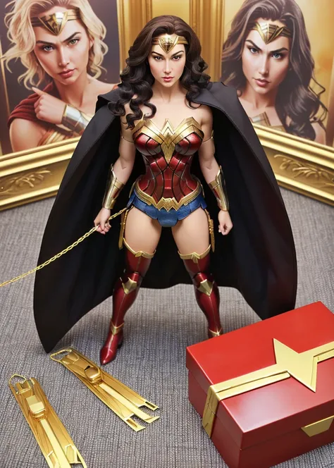 (best quality:1.15), (masterpiece:1.15), (detailed:1.15), (realistic:1.2),
premium playset toy box, (8k, ultra quality, masterpiece:1.5), (Dutch angle:1.3), ActionFigureQuiron style, solo, Wonder Woman (DC Comics): Wonder Woman's iconic armor, tiara, and Lasso of Truth make her a powerful and empowering character to cosplay. , (toy playset pack), inside gift box,
<lora:quiron_ActionFigure_v1_Lora:0.45>