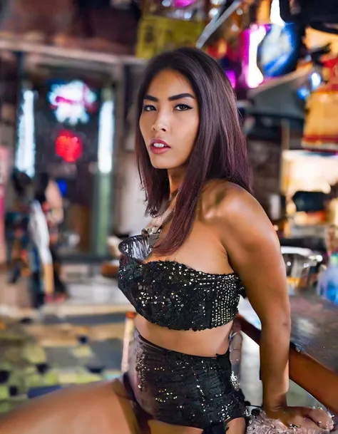 HD wallpaper 32k cinematic shoot of a Beautiful cute Rashmika Mandanna, with thick thighs and a curvy waist, wearing a Red Carpet Dress, ((smiling)), ((open neckline)), ((boobs)), ((full body view)), ((feet)), ((side view)), ((double thick thighs)), ((tattoos on her body)), ((in a pub)), ((in a bar)), ((sitting on top of a table)), ((sitting on top of a table)), ((stretching her legs)), ((stretching her legs))