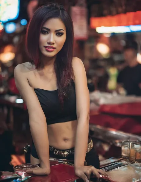 bangkok, <lora:bargirl:1.0> photo of bargirl, drunk, bargirllocation looking at the viewer, tack sharp, professionally color graded dslr