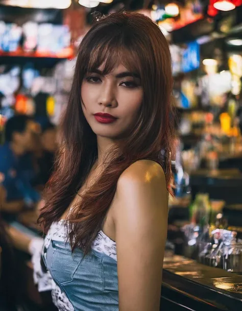bangkok, <lora:bargirl:1.0> photo of bargirl, young, bargirllocation looking at the viewer, tack sharp, professionally color graded dslr
