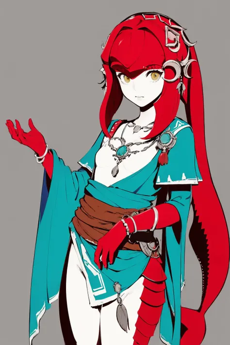 mipha \(zelda\) nsfw, happy, flat, chibi