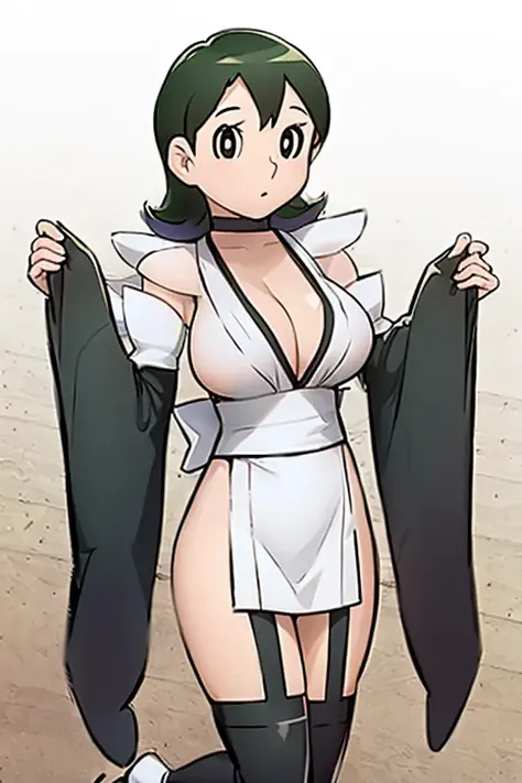 masterpiece, best quality,fujiko,1girl, breasts,maid,detached sleeves,choker, black thighhighs,