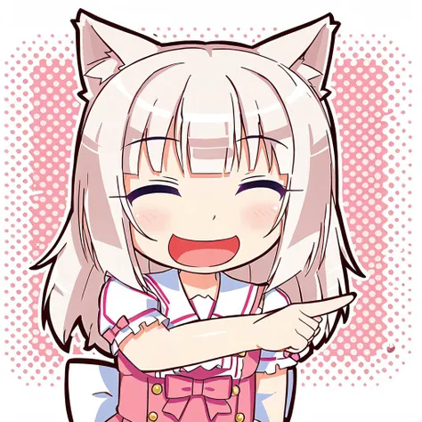 <lora:SDXL-Nekopara-Base-Lora:1> nekopara, Vanilla_\(nekopara\), ð¤£ð pose, ^ ^, :D, pointing, open mouth, smile, side view, chibi style, <lora:xl_ð¤£ð2_a3:0.85>