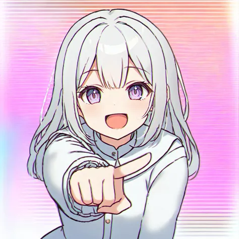 emilia, <lora:EmiliaV32-000080:1.0>, <lora:xl_ð¤£ð(pony):1> ð¤£ð pose, pointing, open mouth, smile