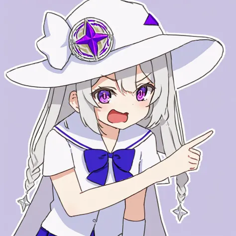 emilia, purple eye with white piupil, white high boots, school uniform, <lora:EmiliaV32-000080:0.5>, <lora:xl_ð¤£ð(pony):1> ð¤£ð pose, pointing, open mouth